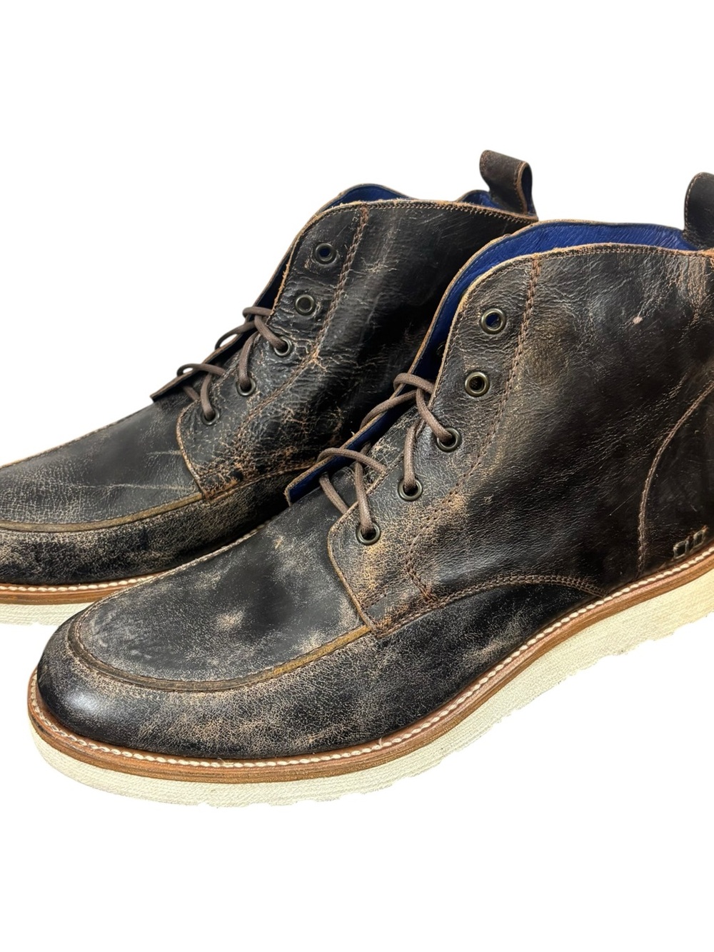 Bed Stu lace up moc toe Lincoln leather Boot Rustic brown men’s size 13